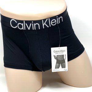 Calvin Klein One Men's NB2974-001 Low Rise Trunk Black Microfiber Logo Waistband